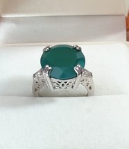 Verde Onyx Ring w/ White Topaz in Platinum Over Sterling Silver 9.35 ctw - SZ 7 - £30.50 GBP