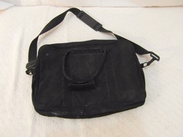 Black Two Pocketed Zip Up Shoulder Strap Laptop Bag 17&quot; X 13&quot; 34533 - £12.60 GBP