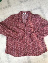 Old Navy XXL Salmon Pink Floral Snap Front Blouse Long Sleeve - £17.28 GBP