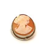 Antique Sign 800 Silver Art Deco Carve Shell Victorian Lady Cameo Brooch... - £29.80 GBP