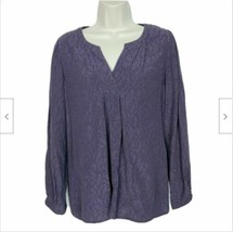 J Jill Womens Petites Blouse Top Size XS Geometric Purple V Neck Long Sl... - $26.73
