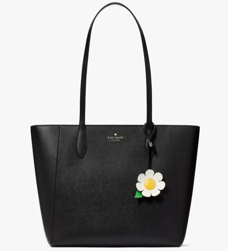 Kate Spade Dana Tote Black Saffiano KG581 Daisy Bag Charm NWT Purse $359 MSRP