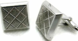 Unique Square Etched Cuff Links Bullet Men Vintage Cufflinks Sterling Silver 925 - £58.06 GBP