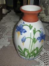 Emerson Creek Pottery-Vase-Floral- Exposed Red Clay Neck- Virginia-1991 - £11.15 GBP