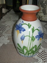 Emerson Creek Pottery-Vase-Floral- Exposed Red Clay Neck- Virginia-1991 - £11.21 GBP