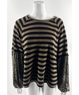 Mystree Sweater Womens Sz Large Brown Black Striped Soft Chenille Bubble... - €25,26 EUR