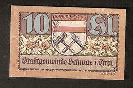 BANCONOTA AUSTRIA SCHWAZ i. TIROL 10 heller 1921 Austrian Notgeld 3. auf... - £2.35 GBP
