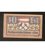 BANCONOTA AUSTRIA SCHWAZ i. TIROL 10 heller 1921 Austrian Notgeld 3. auf... - £2.35 GBP