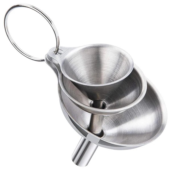 3Pcs Stainless Steel Kitchen Funnels Set Food Grade Metal Funnels for Fi... - £10.79 GBP