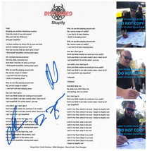 Disturbed Band Signed Stupify Lyrics Sheet COA Exact Proof Autographed - $247.49