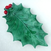 Holland Mold Art Pottery Ceramic Holly Leaf Candy Trinket Accent Dish Christmas - £9.52 GBP