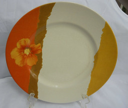 222 Fifth Amber Dinner Plate S 10 3/4&quot; Poppy Bloomingdales Autumn Yellow Oran... - £18.57 GBP
