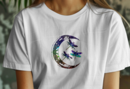 Mystic Moon &amp; Dragonflies T-Shirt | Celestial Glow Design | 100% Cotton ... - $18.80+