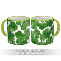 Quatrefoil Leaves : Gift Mug Seamless Pattern Clover Water Drop Natural Ecology  - £12.70 GBP