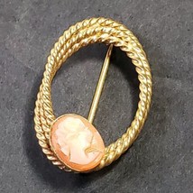 Vintage CARVED Mini CAMEO Danecraft Gold-Filled Braided Oval Brooch Lape... - $343.72 MXN