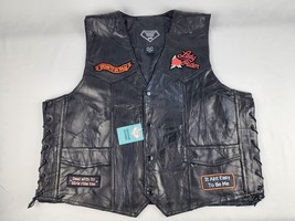 Leather Diamond Plate Women&#39;e black Biker vest w/ patches Size XL New w/ tags - £31.19 GBP