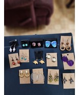 Lot 17 Pairs Pierced Earrings Elephant, Cross etc. Gold and Silver Tones - $25.71 CAD