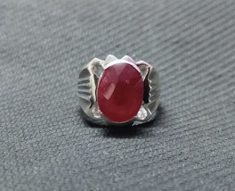 925 Silver Ruby Men Ring Natural Ruby Statement Ring Large Mens Ring - £64.71 GBP