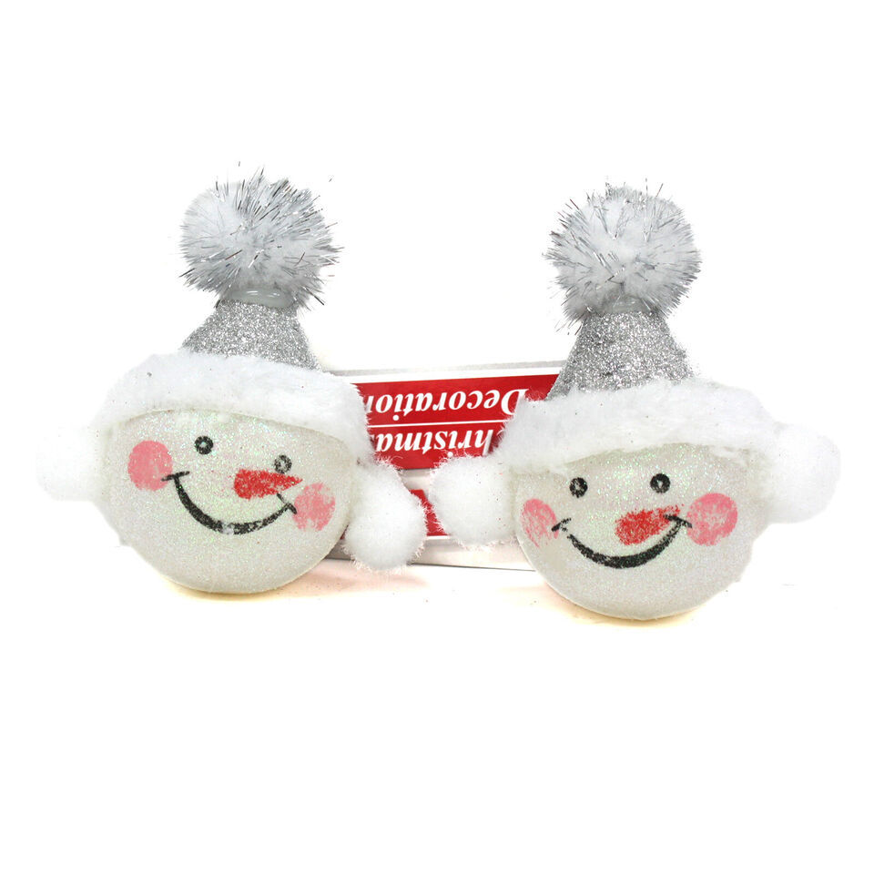 4&quot; Snowman Christmas Holiday Hangable Ornament Decoration Santa Hat SILVER - $5.89
