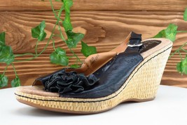 Born concept Women Sz 8 M Black Wedge Leather Shoes - £15.53 GBP