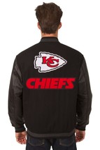 NFL Kansas City Chiefs JH Design Wool Leather Reversible Jacket Patch Logo Black - £215.81 GBP