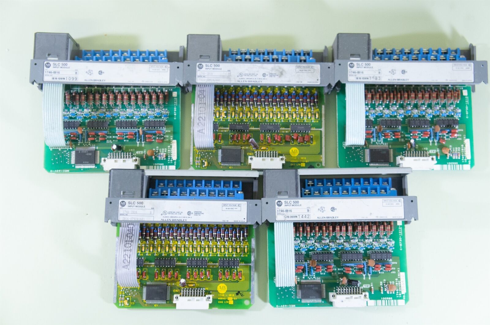 Lot of 5 Allen Bradley 1746-IB16 Input Modules - Cracked Cases - $29.37