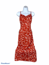Red Floral Dress Classic Maxi Dress w/ Adjustable Strap &amp; Sexy Side Slit... - £19.92 GBP