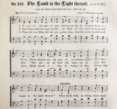 1883 Gospel Hymn Lamb Is The Light Sheet Music Victorian Religious ADBN1jjj - $14.99