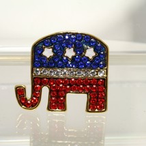 Republican GOP Elephant Sparkling Rhinestone Brooch Pin GOP Elephant Pendant - £11.84 GBP