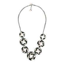 Classy Black-White Embellished Coin Pearl Handmade Necklace - £16.02 GBP