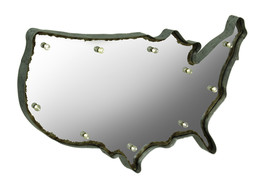 Zeckos Rustic US Map Marquee Light-Up Framed Mirrored Wall Hanging - £26.22 GBP