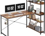 Computer Corner Desk With Storage Shelves, 55 Inch Reversible Small L Sh... - $213.99