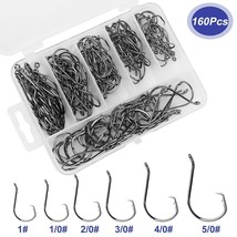 160Pcs Offset Circle Fishing Hooks Lot Saltwater Stainless Steel Sizes #1-5/0 - £19.69 GBP