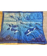 Whales Orca Wall Hanging Quilt Handmade Hand Pieced 31x24 Inches - $931.96 MXN
