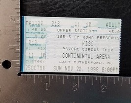 Kiss - Psycho Circus Tour Nov 22, 1998 Continental Arena, Nj Concert Ticket Stub - £7.99 GBP