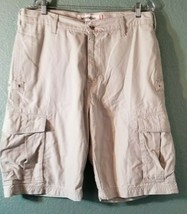 Levis Cargo Shorts Khaki Casual Pockets Workwear Long Outdoors Size Men&#39;s 33 - £15.56 GBP
