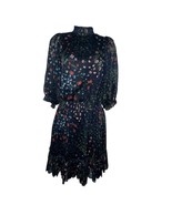 Joie Shima Floral High Neck Smocked Dress Midnight Navy Blue Floral Size... - $26.60