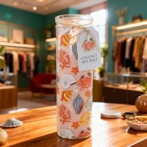 Coconut Sea Salt Scented Tall Glass Jar Candle Coastal Beach Shell Decor... - $25.77
