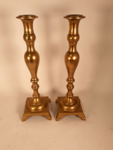 Rare Pair of Large Antique Bell Brass Candle Holders, 18&quot; T, 1840s-60s - £66.00 GBP