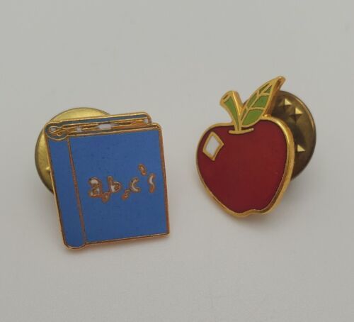 Apple &amp; ABC&#39;s Book Lot of 2 Teaching Themed Pins Teacher Gift Jewelry Pin - $14.65