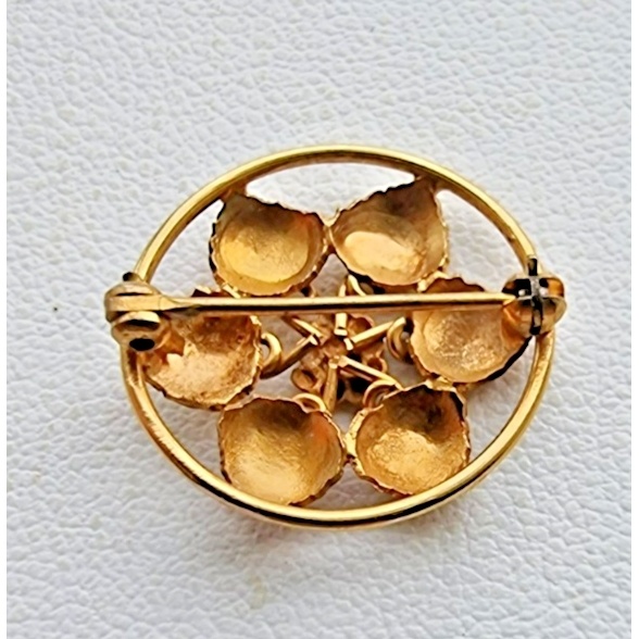 BLACK HILLS 10K YELLOW AND ROSE  and GREEN GOLD FLOWER LEAVES BROOCH PIN AT Item image 6