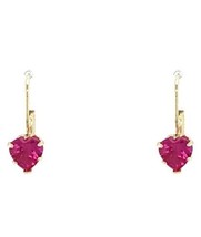 14k Yellow Gold Pink Heart Dangle Earrings - £1,566.73 GBP