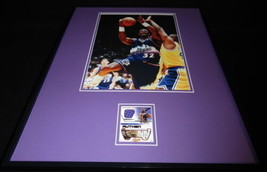 Karl Malone 16x20 Framed Game Used Jersey &amp; Photo Display Jazz B - £62.27 GBP