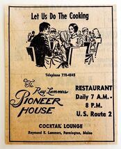 1976 Ray Lammers Pioneer House Restaurant Advertisement Farmington Maine... - €12,01 EUR