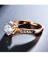 Woman Crystal Rose Gold Six-claw Diamond 18k RPG Never Change Color - £98.01 GBP
