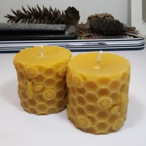 100% Natural Pure Yellow Beeswax 2.5&quot; x 2.5&quot; Honey Bee Pillar Decor Flame Candle - $38.80