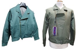Jacket Short Padded Chiodo Raincoat Unisex Cotton Blend Blue Devil Vtg - £68.28 GBP+