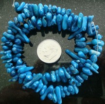 Chinese branch coral chip 5-12mm beads 20 inch strand permanent blue dyed bs286 - £2.33 GBP