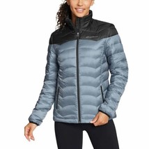 Eddie Bauer Womens Jacket Small Puffer Down Color Block Blue Black Gorpcore - $88.19