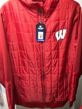 Wisconsin Badgers Zip Up Jacket Colosseum Red Unisex Medium With Hood - £31.76 GBP